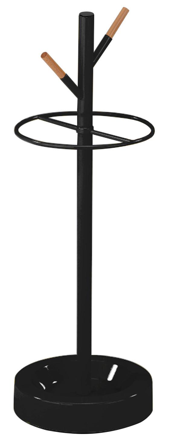 Stojan Na Slunečník Mick - černá/přírodní barvy, Moderní, kov/dřevo (26/74/26cm) - Modern Living