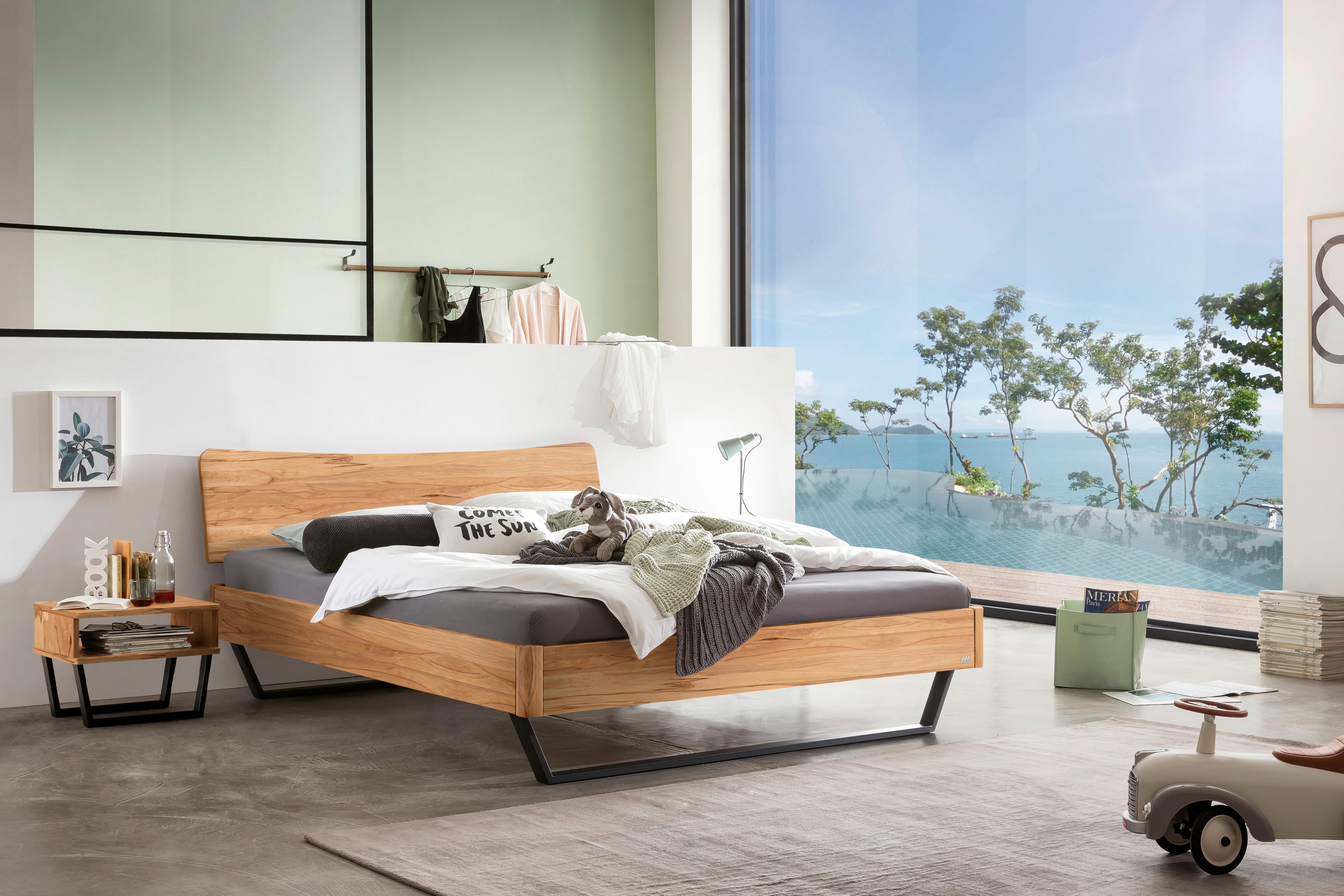 Bett Tresali Buchefarben 140x200 Cm - Anthrazit/Buchefarben, MODERN, Holz (140/200cm) - Hasena