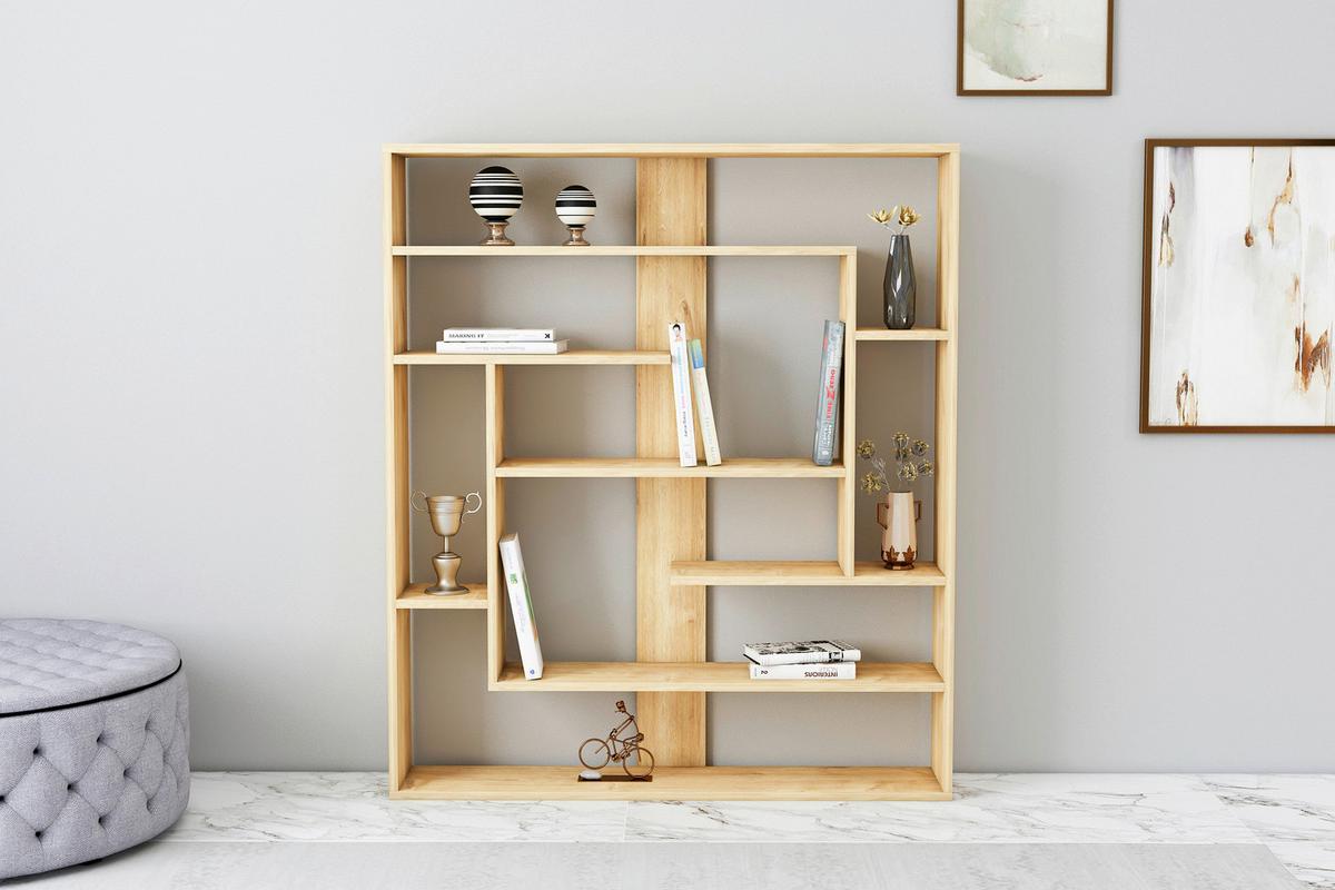 Regal Poseidon Standregal - Eichefarben, Design, Holzwerkstoff (114/132/22cm) - Livetastic