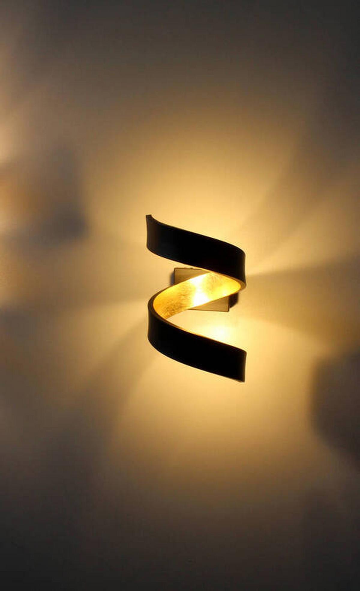 Led-wandleuchte Helix 2-Flammig Spiralförmig - Goldfarben/Schwarz, Design, Metall (17/10/13cm)