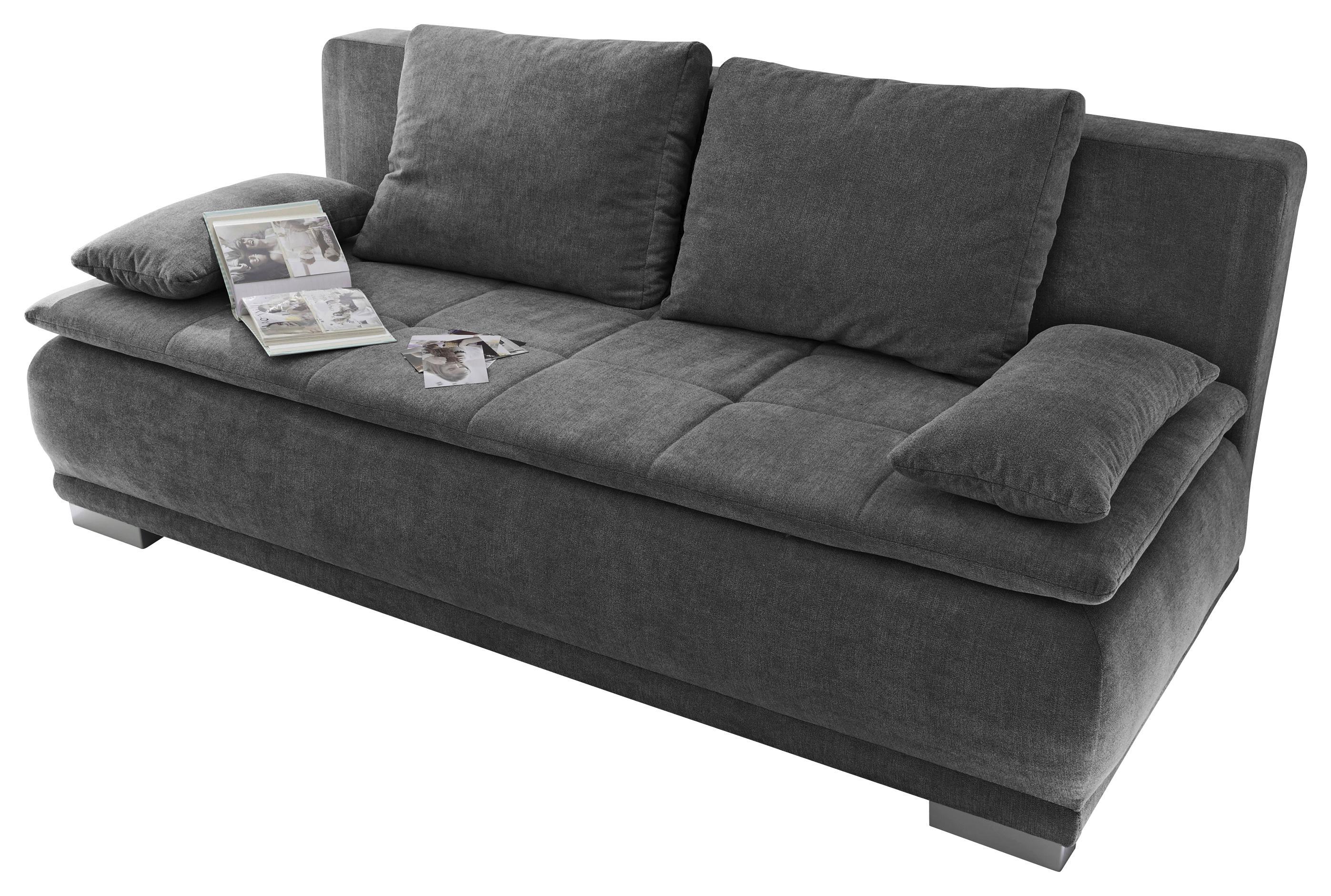 Schlafsofa Luigi Lux.3Dl B: ca. 208 cm - Dunkelgrau/Silberfarben, MODERN, Holzwerkstoff/Textil (208/93/105cm) - Carryhome