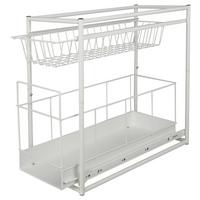 Teleskopschublade Spülschrank 2 Ablagen Lxbxh: 45x23x45 Cm - Weiß, MODERN, Metall (45/23/45cm)