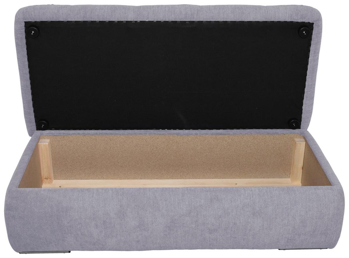 Hockerbank Moric Mikrofaser Grau H: 43 Cm Inkl. Stauraum - Chromfarben/Grau, KONVENTIONELL, Textil (136/43/64cm) - MID.YOU