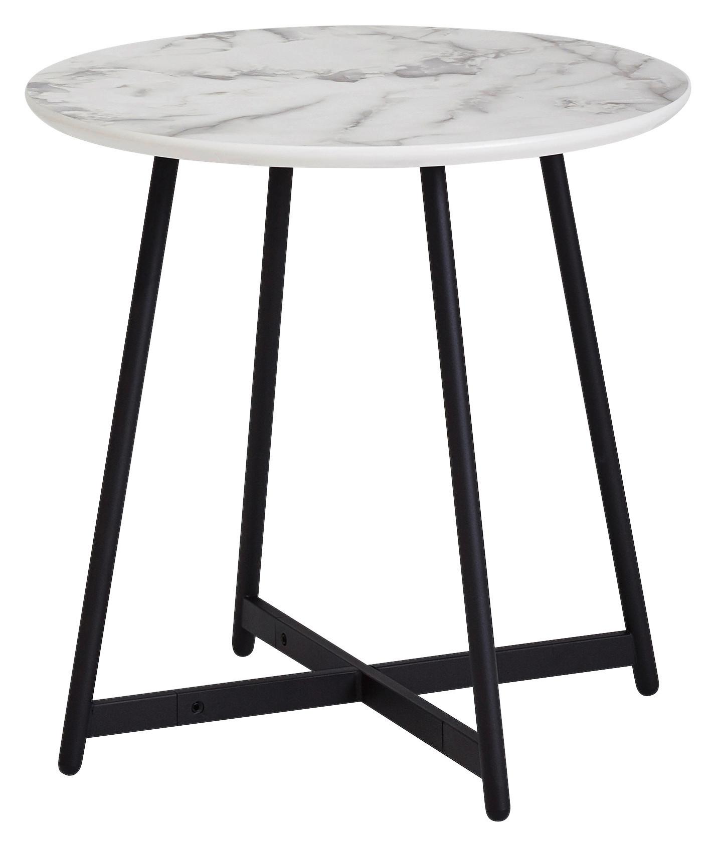 Príručný Stolík Vzhled Mramoru - bílá/černá, Design, kov/kompozitní dřevo (50/50/50cm) - MID.YOU