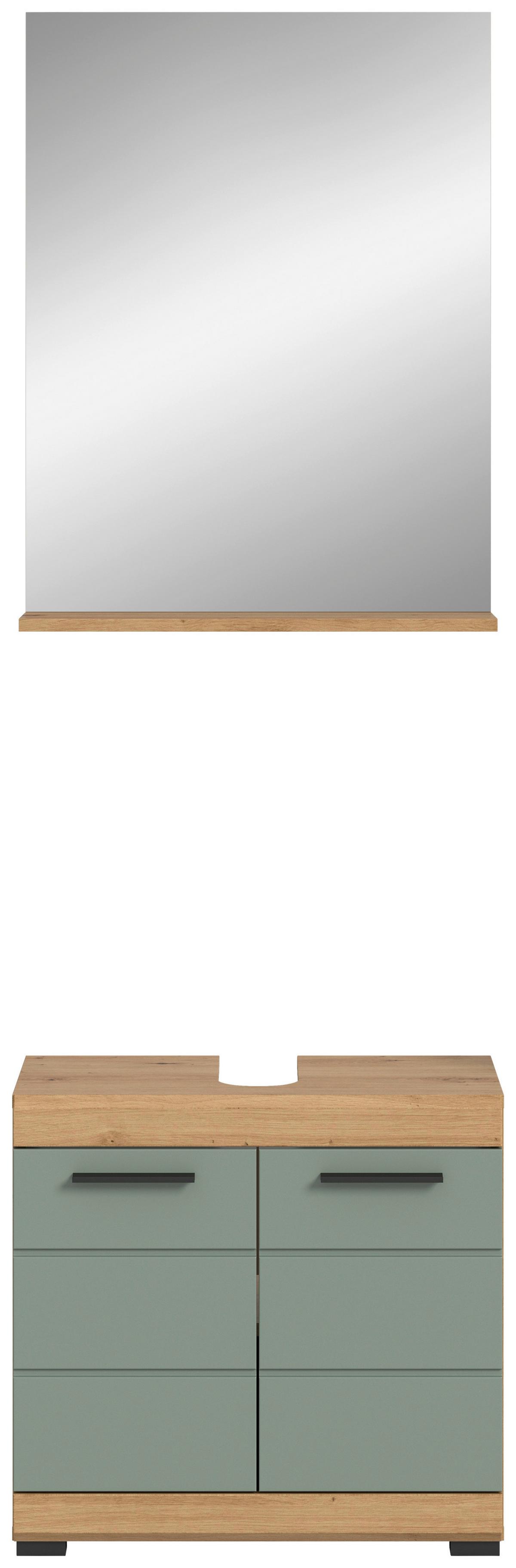 Badezimmer Scout Eiche Dekor/Salbeigrün B: 60cm - Eichefarben/Salbeigrün, MODERN, Glas/Holzwerkstoff (60cm) - MID.YOU