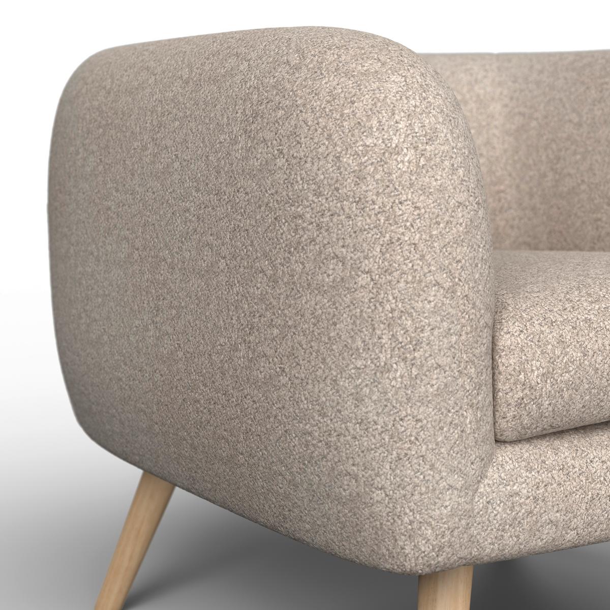 Relaxační křeslo BRUNO, béžová, max. 140 kg - přírodní barvy/béžová, Moderní, dřevo/textil (79/69/75cm) - Bessagi Home