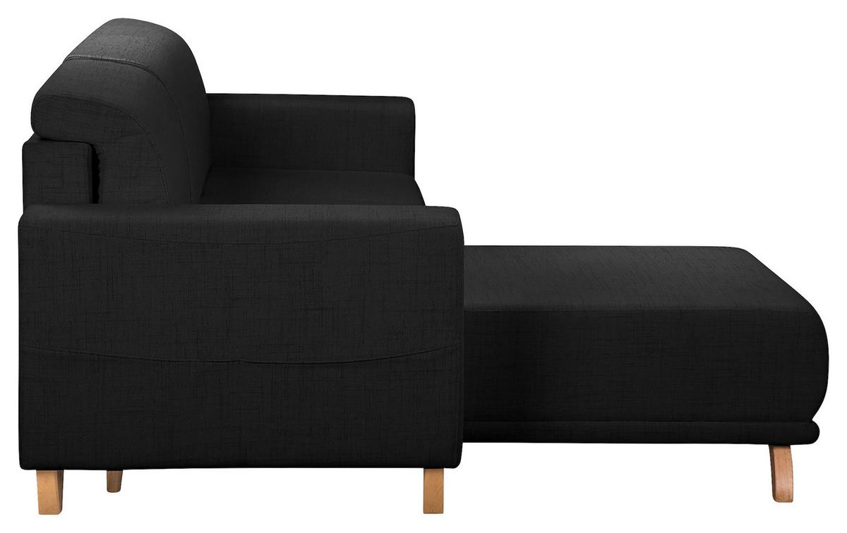 Ecksofa Bella Schwarz S: 257x174 cm - Wengefarben/Schwarz, Design, Textil (257/174cm) - Livetastic