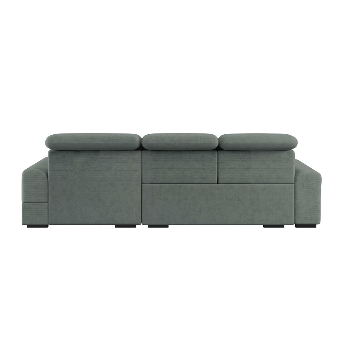 Ecksofa mit Bettfunktion Malaga new Chenille grün - Schwarz/Grün, KONVENTIONELL, Textil (286/203cm) - Ondega