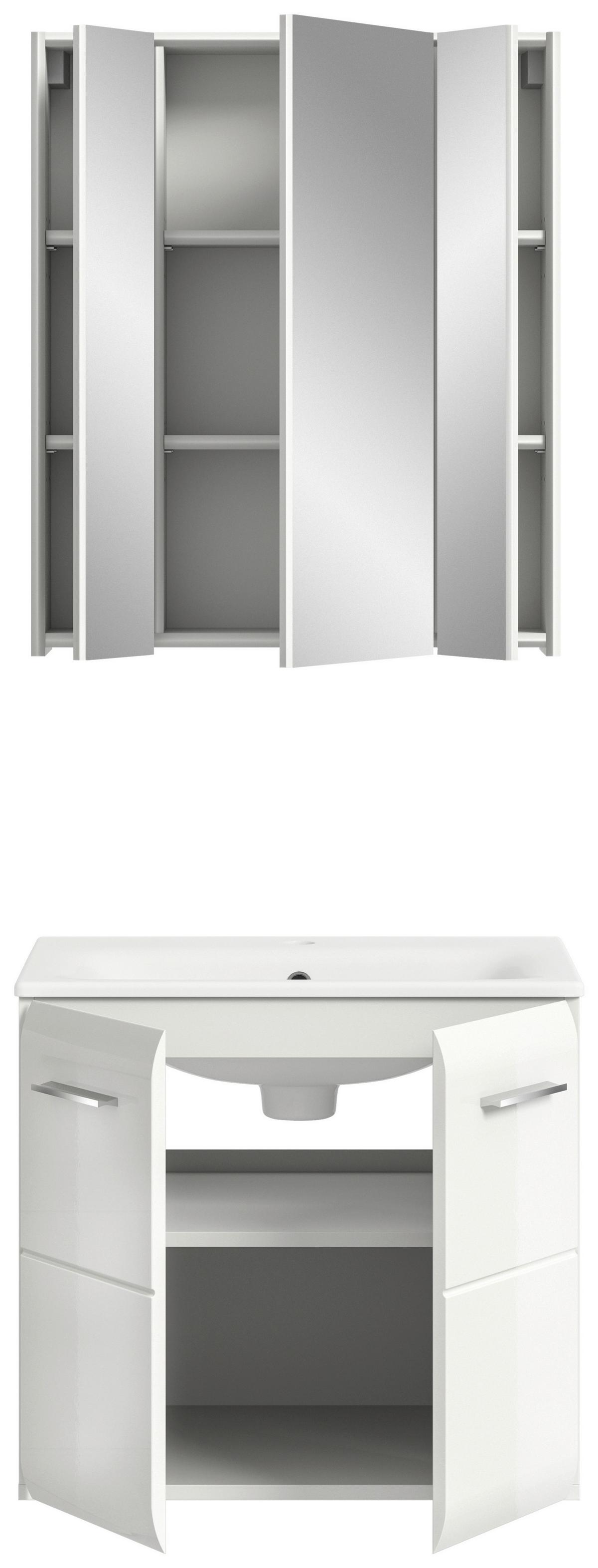 Badezimmer Ice Weiß/Weiß Hg B: 60 cm - Weiß Hochglanz/Weiß, MODERN, Keramik/Holzwerkstoff (60/123/46cm) - MID.YOU