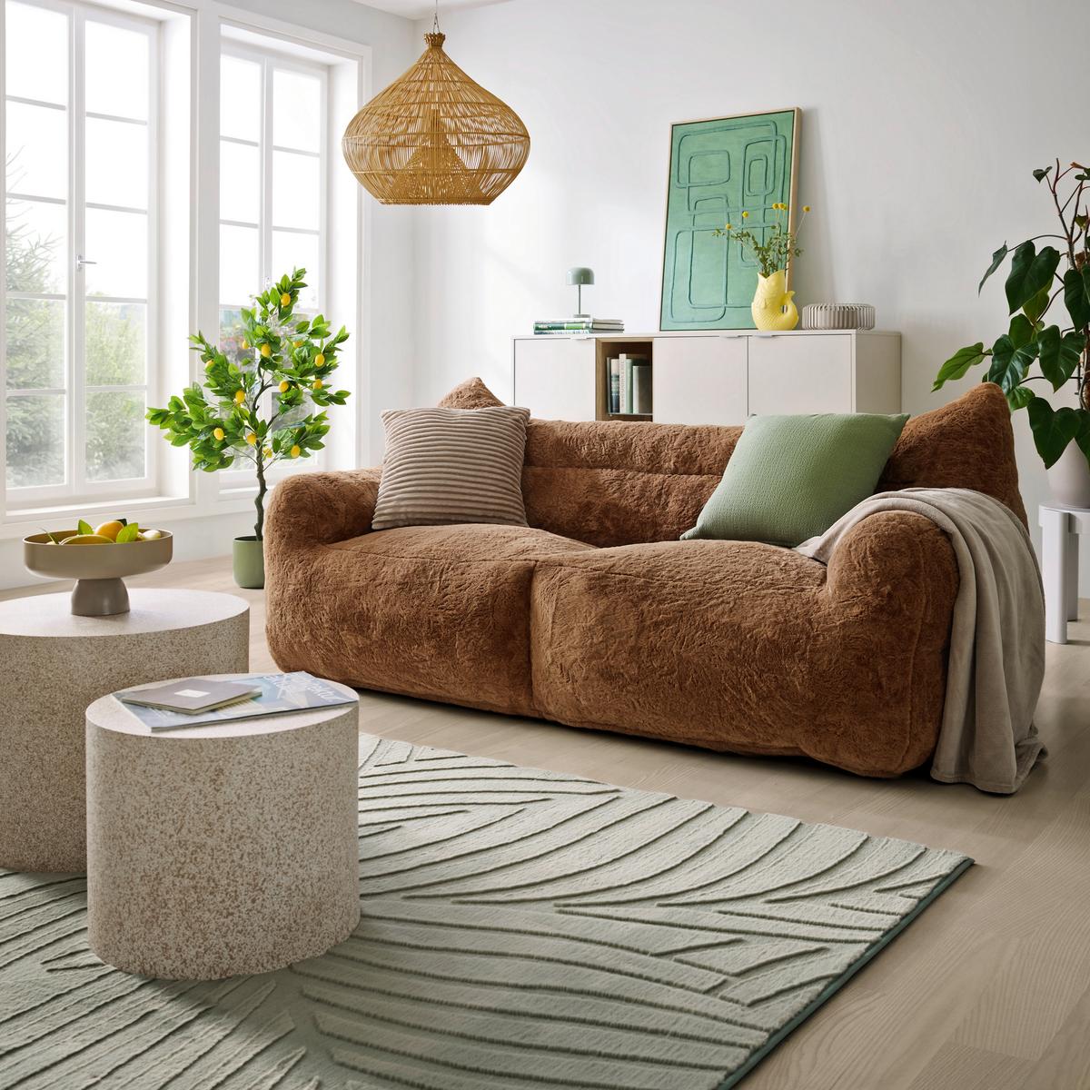 Dvojmiestna pohovka LENI, hnedá umelá kožušina - hnedá, Modern, textil (190/80/92cm) - Mömax