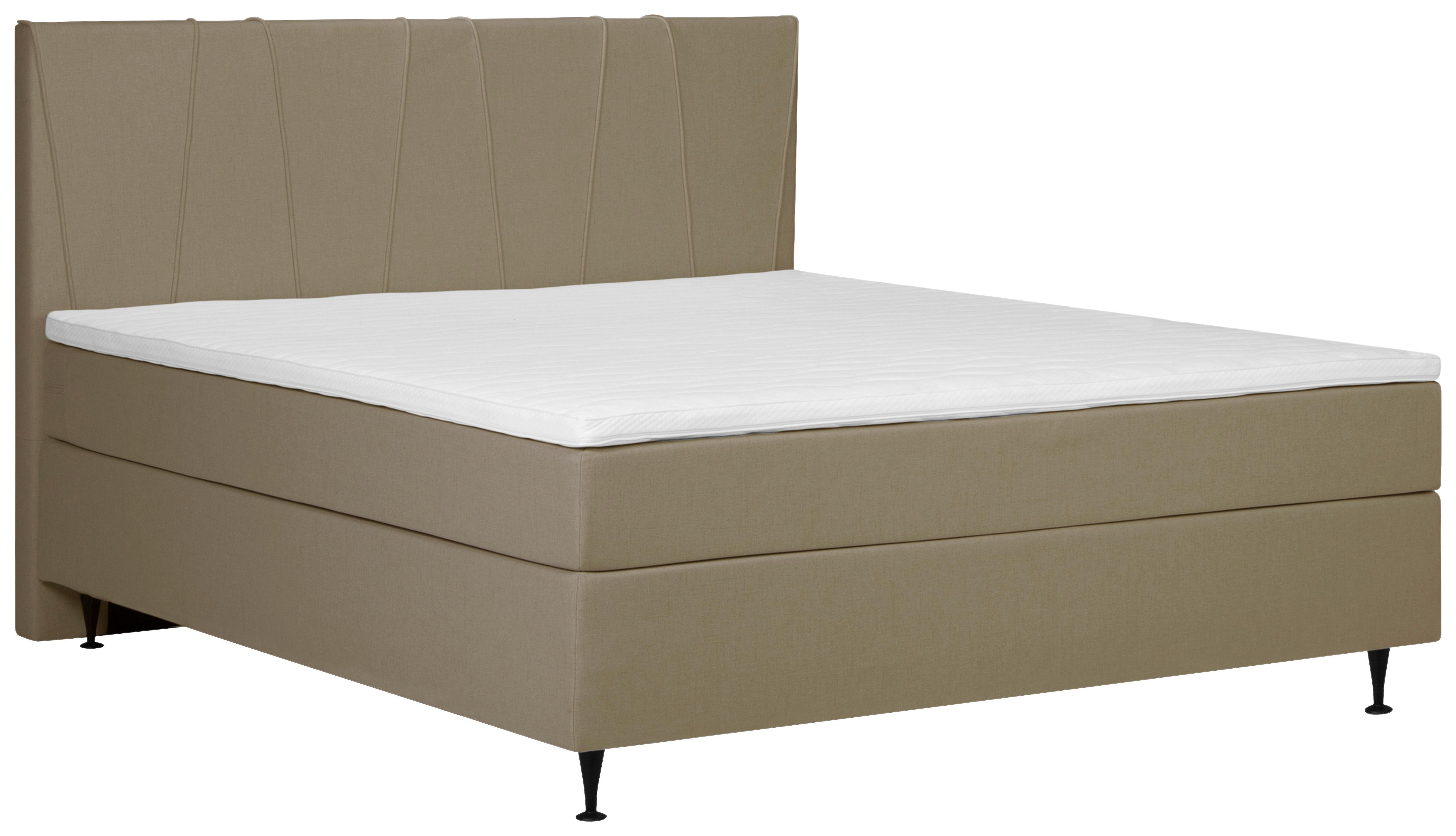 Boxspringbett Wels 160x200 cm Braun inkl. Topper - Schwarz/Braun, MODERN, Textil (160/200cm) - MID.YOU