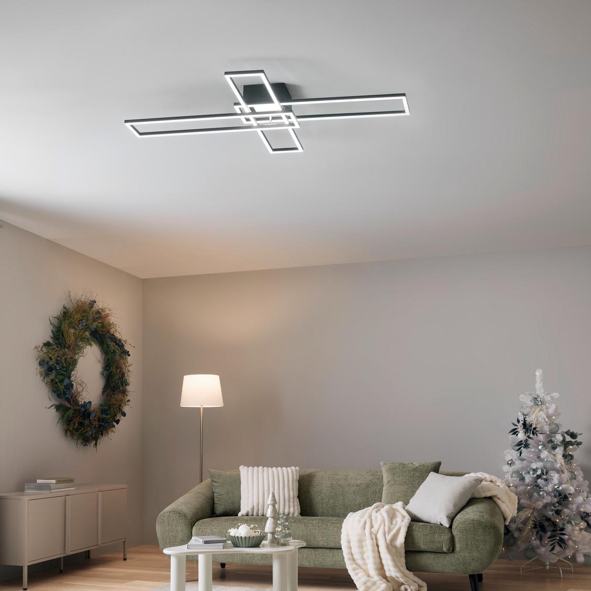 STROPNÍ LED SVÍTIDLO FILM - černá/opál, Moderní, kov (99/60/11,5cm) - Mömax