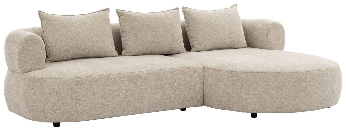 Ecksofa Ferro Beige S: 256x156 cm - Beige/Schwarz, Design, Textil (256/156cm) - Livetastic