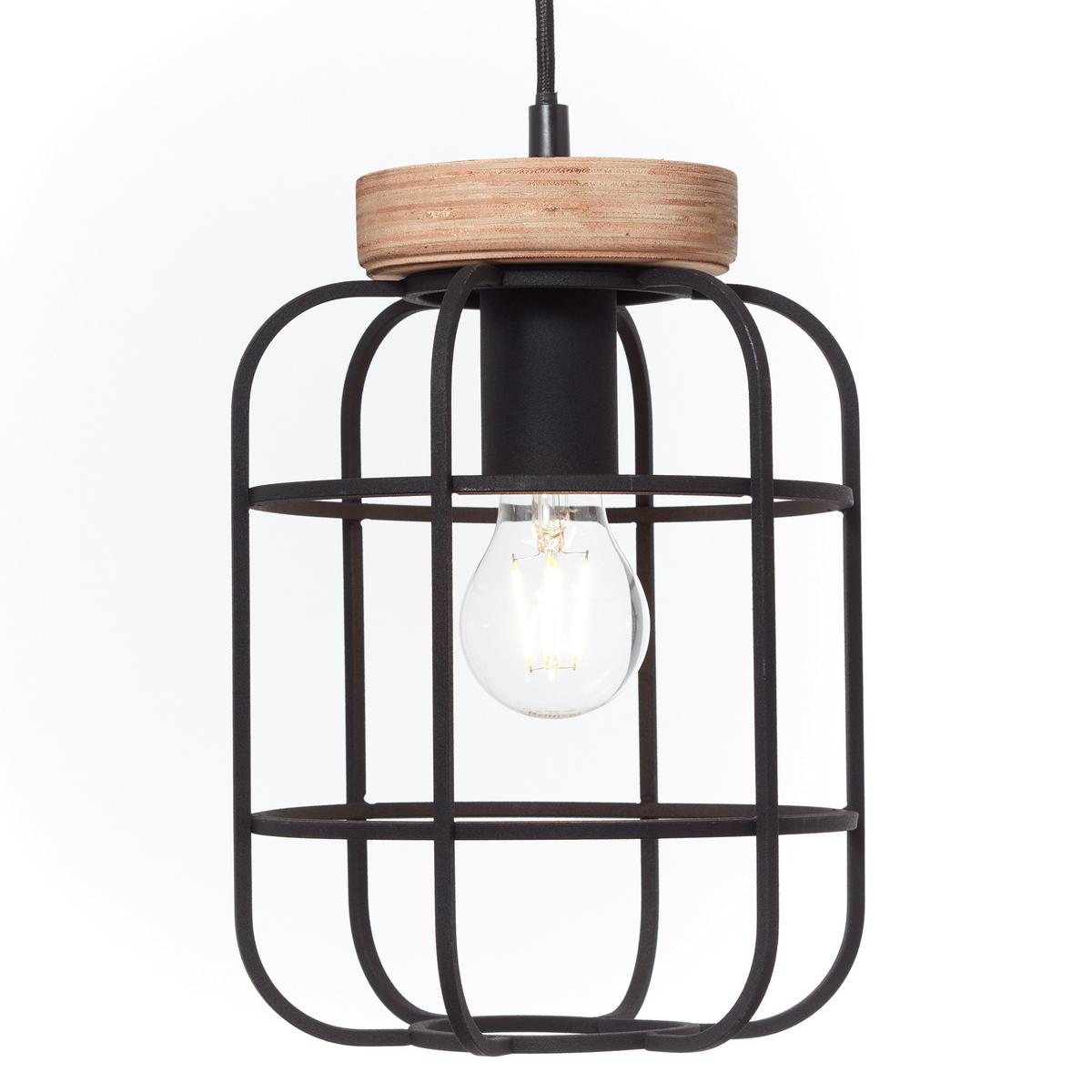 Hängeleuchte Gwen H: 142 Cm 3-Flammig, Braun/schwarz - Schwarz/Braun, Design, Holz/Metall (100/20/142cm) - Brilliant