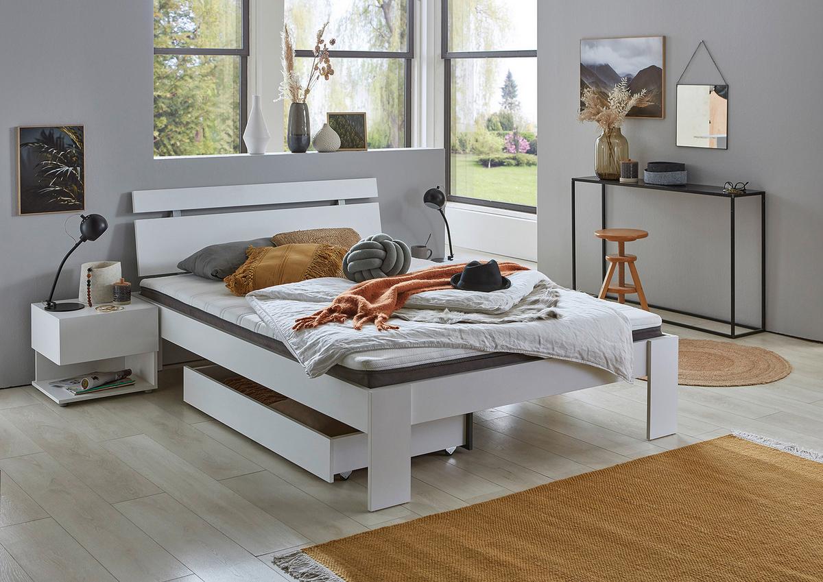 Futonbett 140x200 cm Lian, Weiß - Weiß, Basics, Holzwerkstoff (144,6/77,1/208,1cm) - MID.YOU