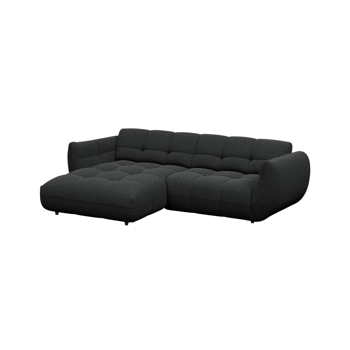 Ecksofa Panda Chenille schwarz, 178x280cm - Dunkelgrün/Schwarz, Trend, Textil (178/280cm)