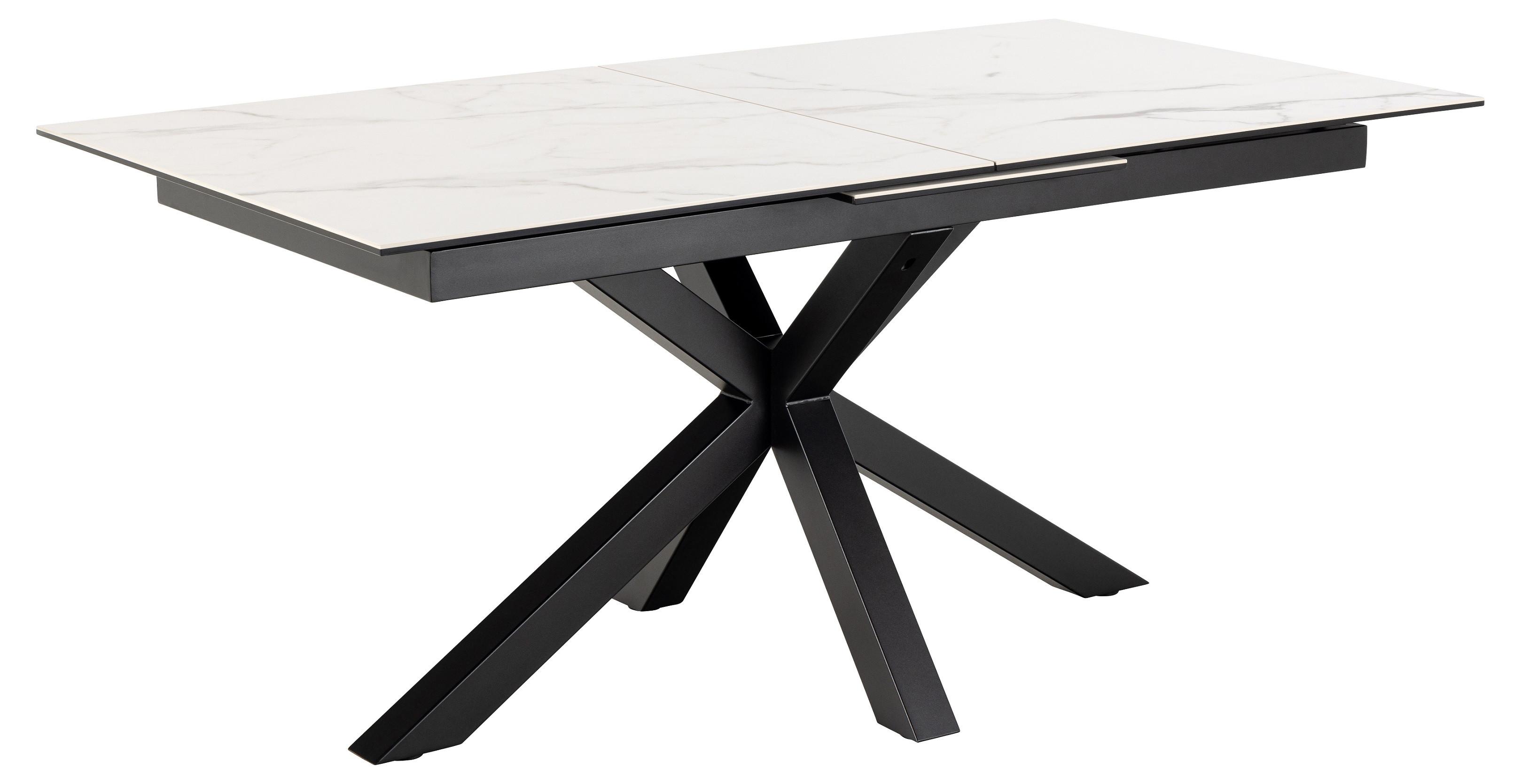 Esstisch ausziehbar Heaven 168-210x90x75,5cm Schwarz/Weiß - Schwarz/Weiß, Trend, Keramik/Metall (168-210/90/75,5cm) - MID.YOU