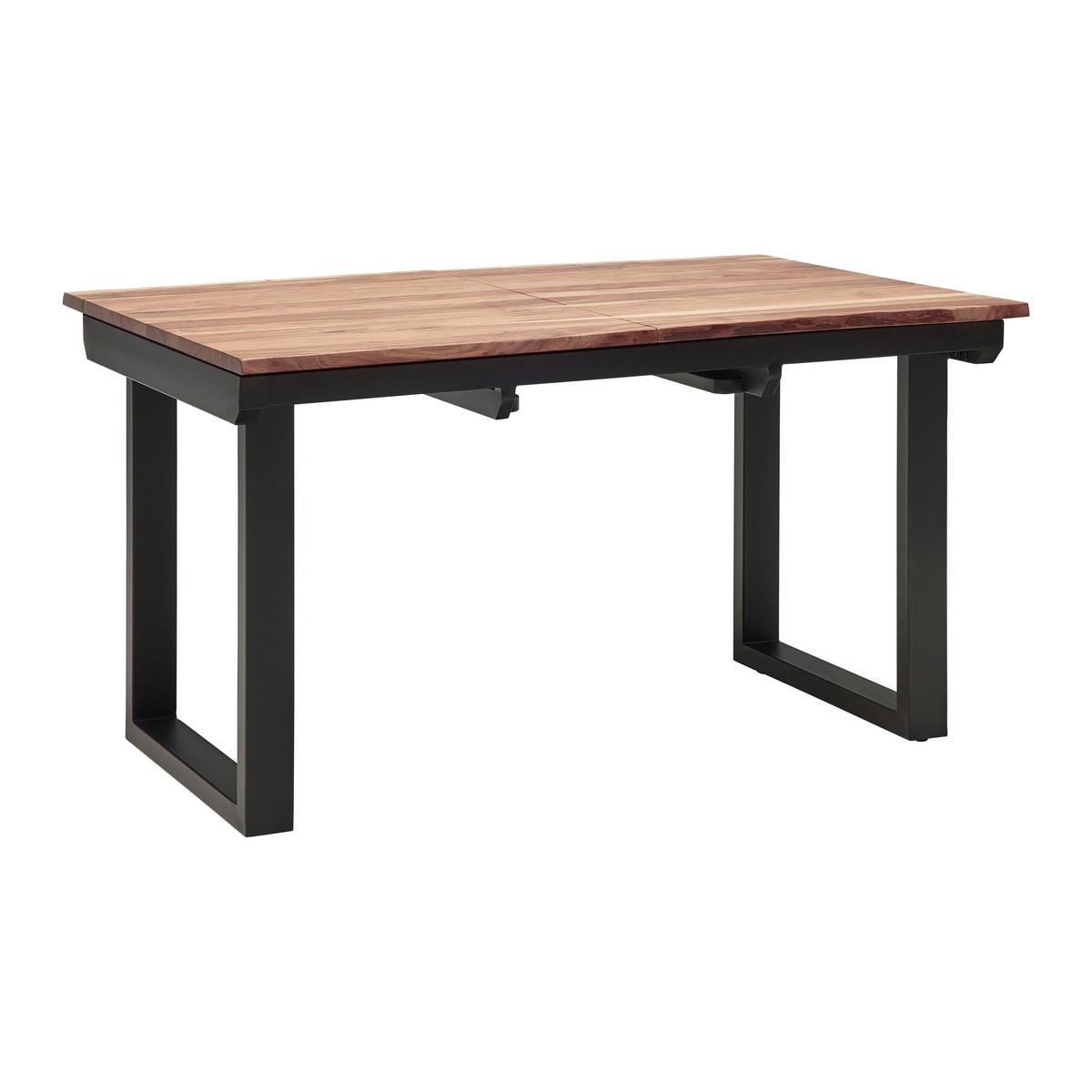 Výsuvný stůl z masivního dřeva, ca. 140-180x90 cm - černá/přírodní barvy, Moderní, kov/dřevo (140-180/90/76cm) - Bessagi Home