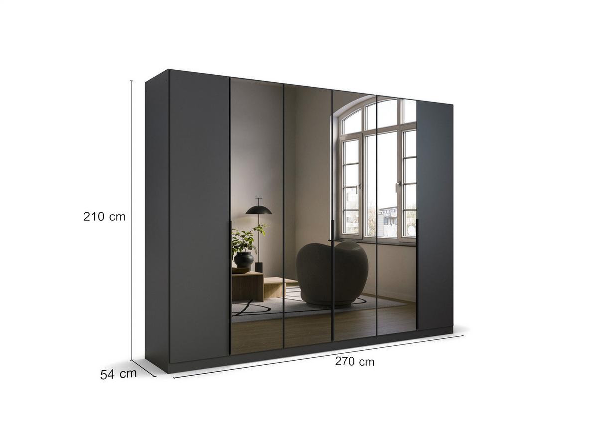 Drehtürenschrank Skyla Weiß/Glas B: 271 cm - Grau, MODERN, Holzwerkstoff (271/210/54cm) - Rauch Möbel