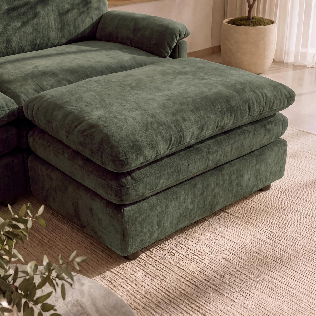 2-dielna súprava ALESSIA, zelená ženilka, max. 360 kg - čierna/zelená, Modern, drevo/textil (188/137cm) - Bessagi Home