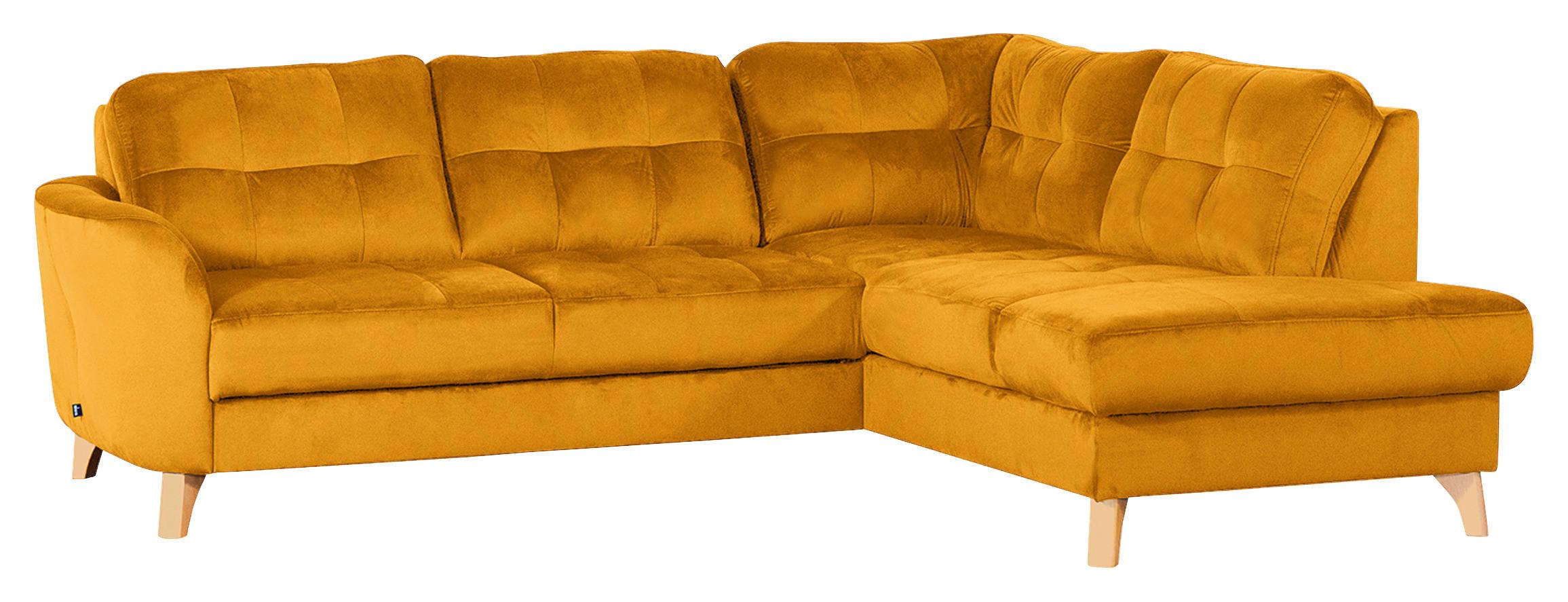 Ecksofa Nordic, Gelb S: 236x190 cm - Gelb/Buchefarben, Design, Textil (236/190cm) - Livetastic