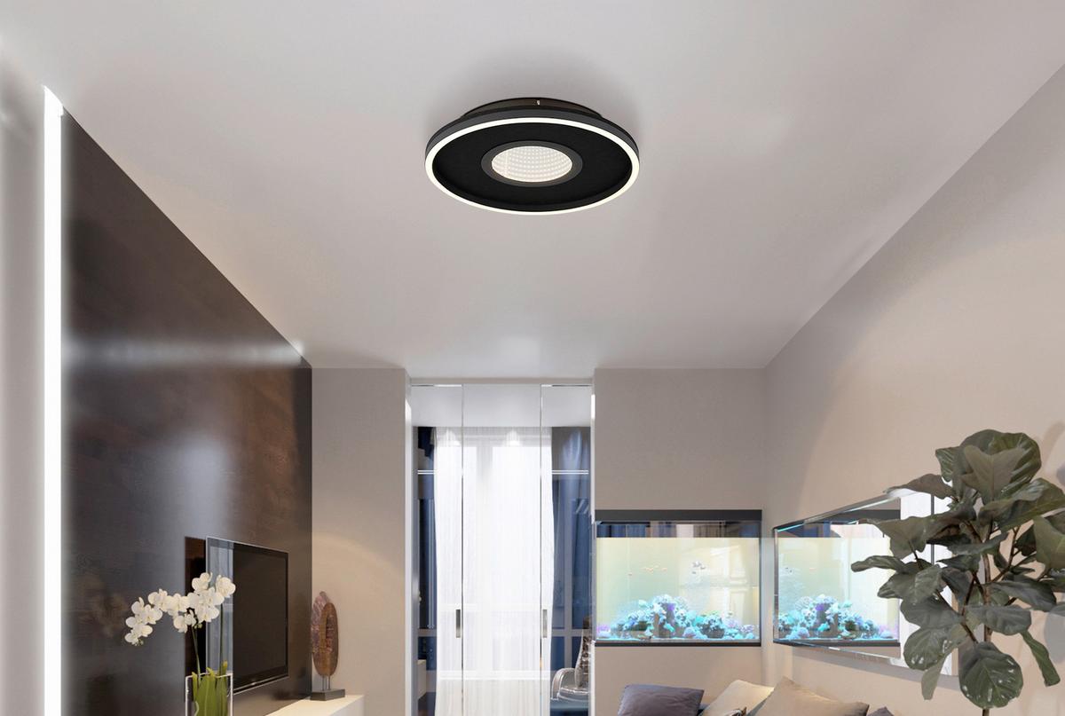 LED-Deckenleuchte Emory Schwarz Weiß Transparent - Transparent/Schwarz, Design, Kunststoff/Textil (39,7/6,3cm)