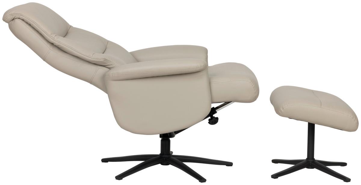 Relaxsesselset Repose Hellgrau B: 76 Cm - Hellgrau/Schwarz, Design, Leder/Textil (76/107/79cm) - Livetastic