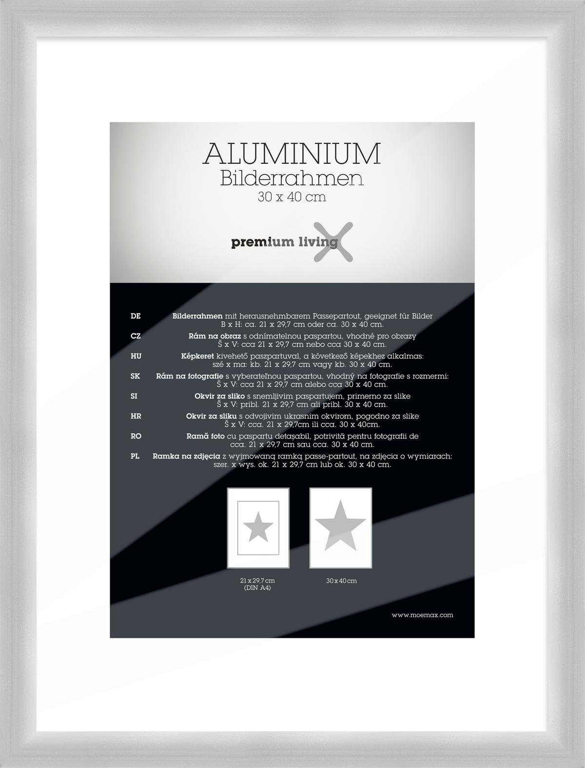Rám Na Obrazy Quattro, 30/40cm - barvy stříbra, Basics, kov (33,1/43,1/2.2cm) - Premium Living