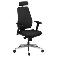 Otočná stolička čierna s opierkou hlavy - čierna/hliníková, Modern, kov/textil (60/141/60cm) - MID.YOU