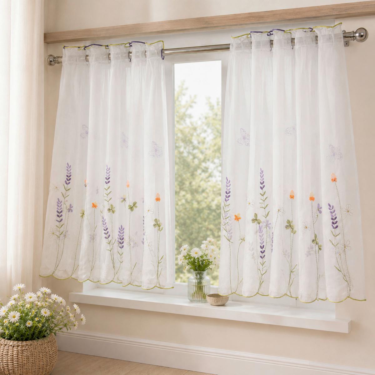 KURZGARDINE KRISTINA - Multicolor/Weiß, ROMANTIK / LANDHAUS, Textil (45/140cm) - James Wood