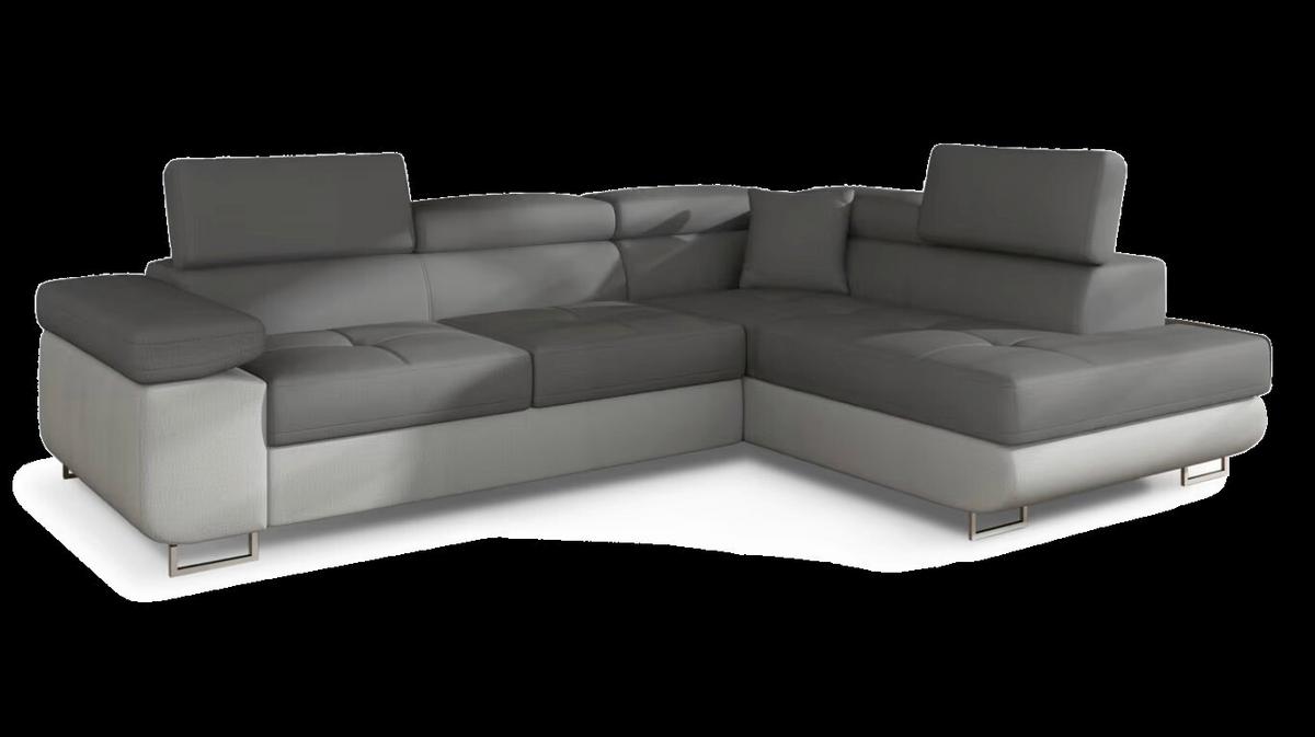 Ecksofa Anton Grau, Hellgrau S: 272x203 Cm - Chromfarben/Hellgrau, Design, Textil (272/203cm) - MID.YOU