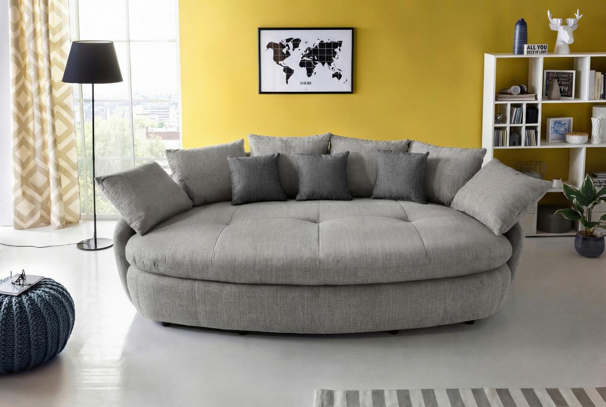 Megasofa Aruba 2 Silberfarben B: 238 cm - Silberfarben/Schwarz, Trend, Textil (238/80/140cm) - Luca Bessoni