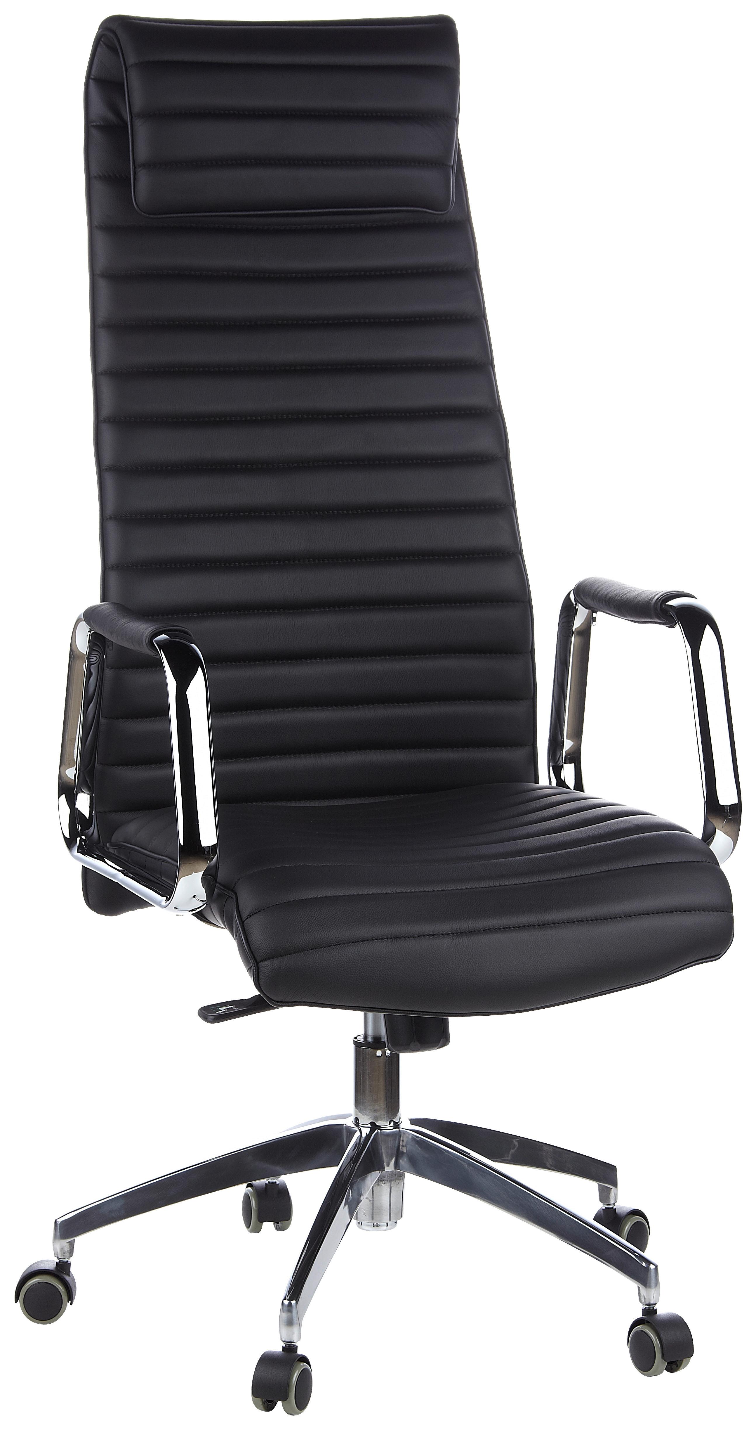 Drehstuhl Aspera 20 Schwarz - Silberfarben/Schwarz, MODERN, Leder/Kunststoff (59/139/50cm) - MID.YOU