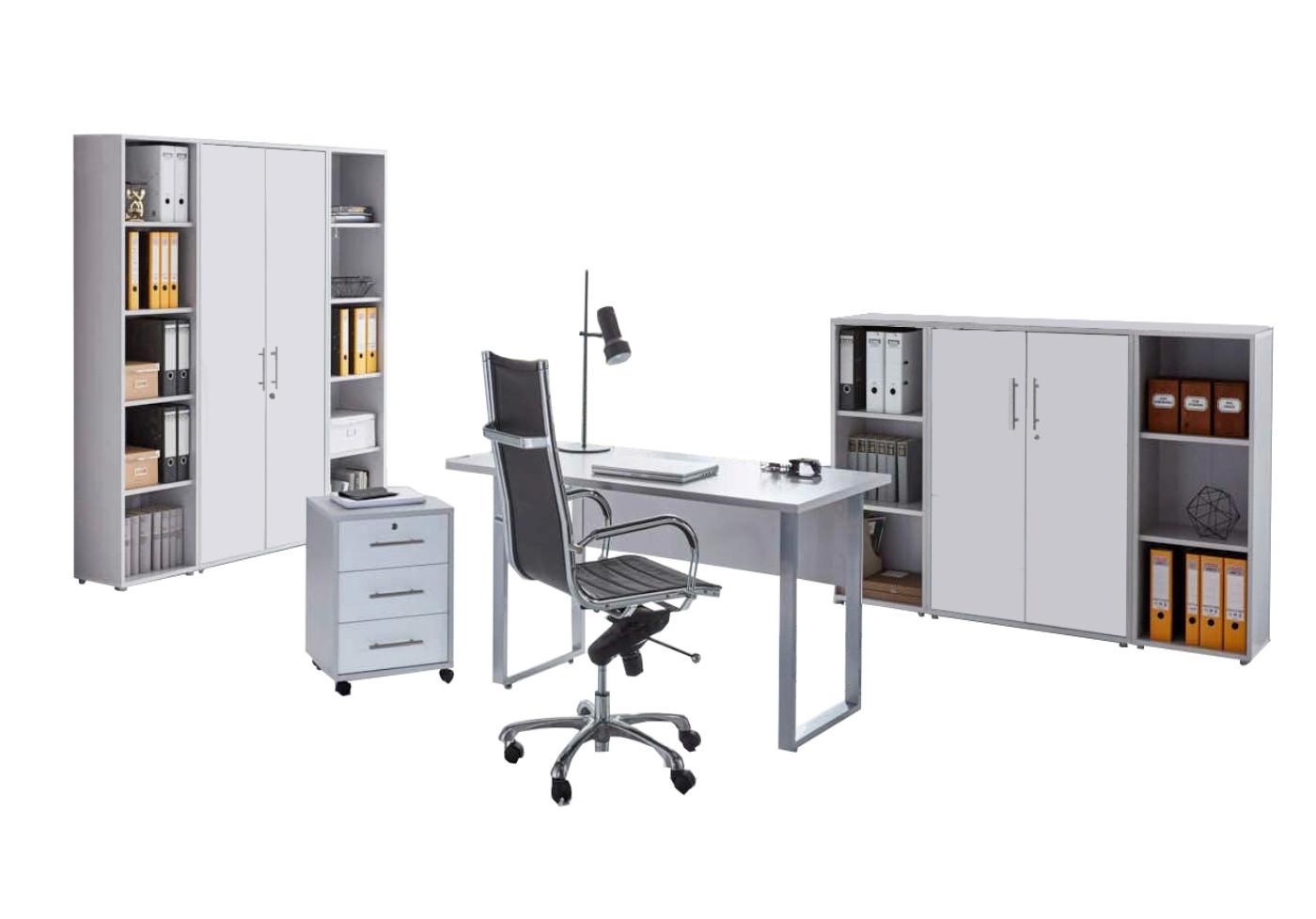 Büro Office Edition Grau/weiß - Weiß/Grau, MODERN, Holzwerkstoff/Metall - MID.YOU