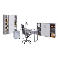 Büro Office Edition Grau/weiß - Weiß/Grau, MODERN, Holzwerkstoff/Metall - MID.YOU