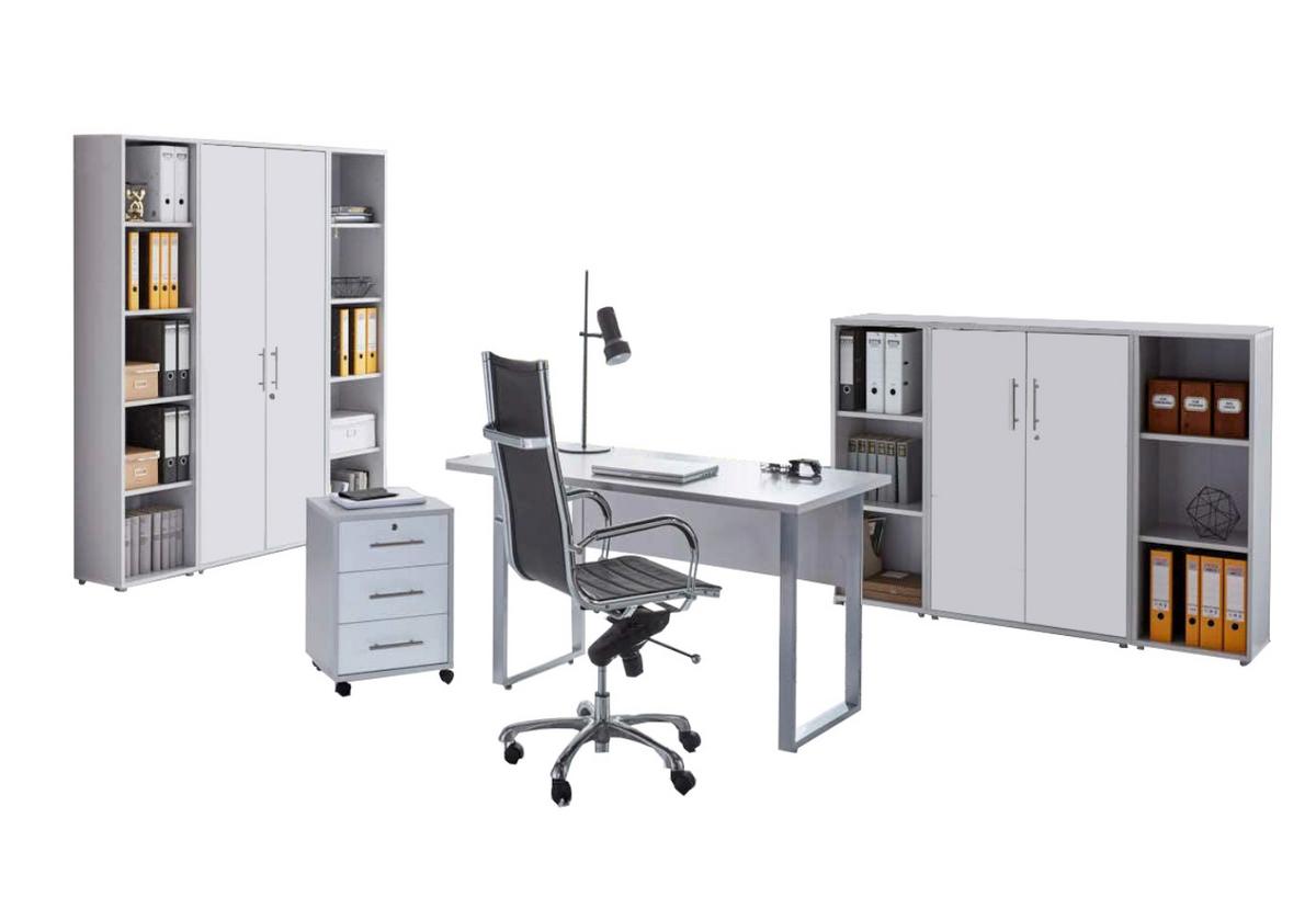 Büro Office Edition Grau/weiß - Weiß/Grau, MODERN, Holzwerkstoff/Metall - MID.YOU
