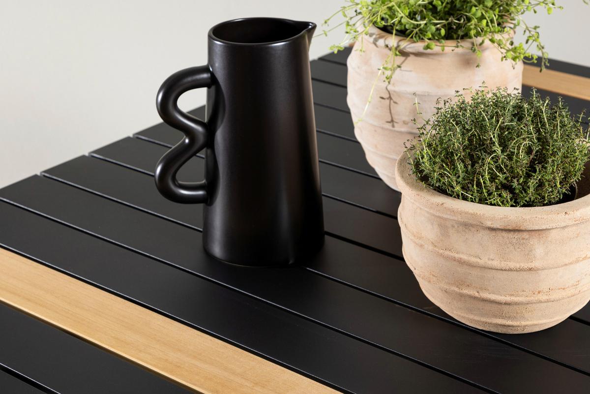 Gartentisch Togo Teakholz/metall L 100 Cm - Schwarz, KONVENTIONELL, Holz/Metall (100/75/200cm) - Gardenson