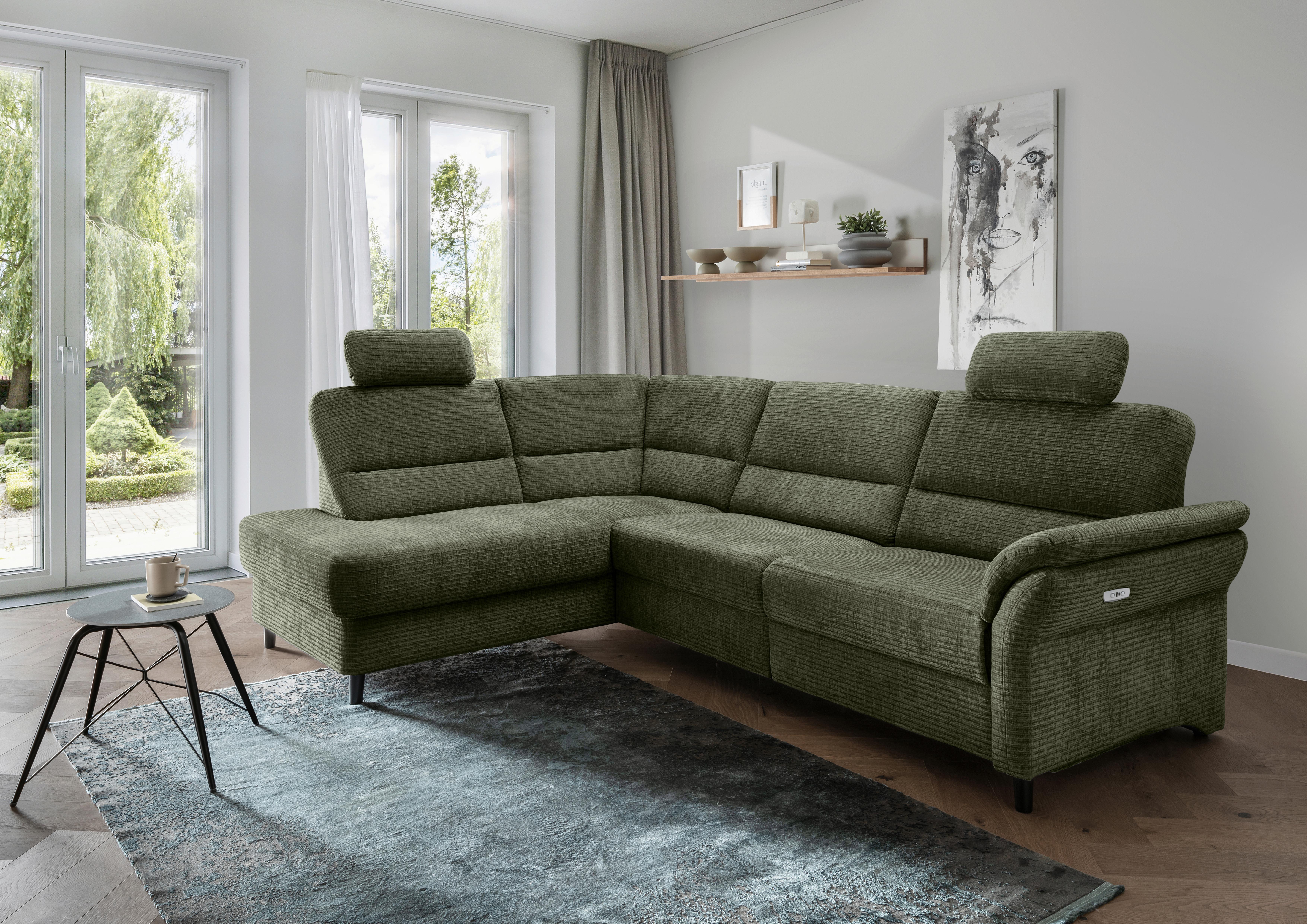 Ecksofa Cavoli Olivgrün Relaxfunktion S: 190x266 Cm - Schwarz/Olivgrün, MODERN, Textil (190/266cm) - Livetastic