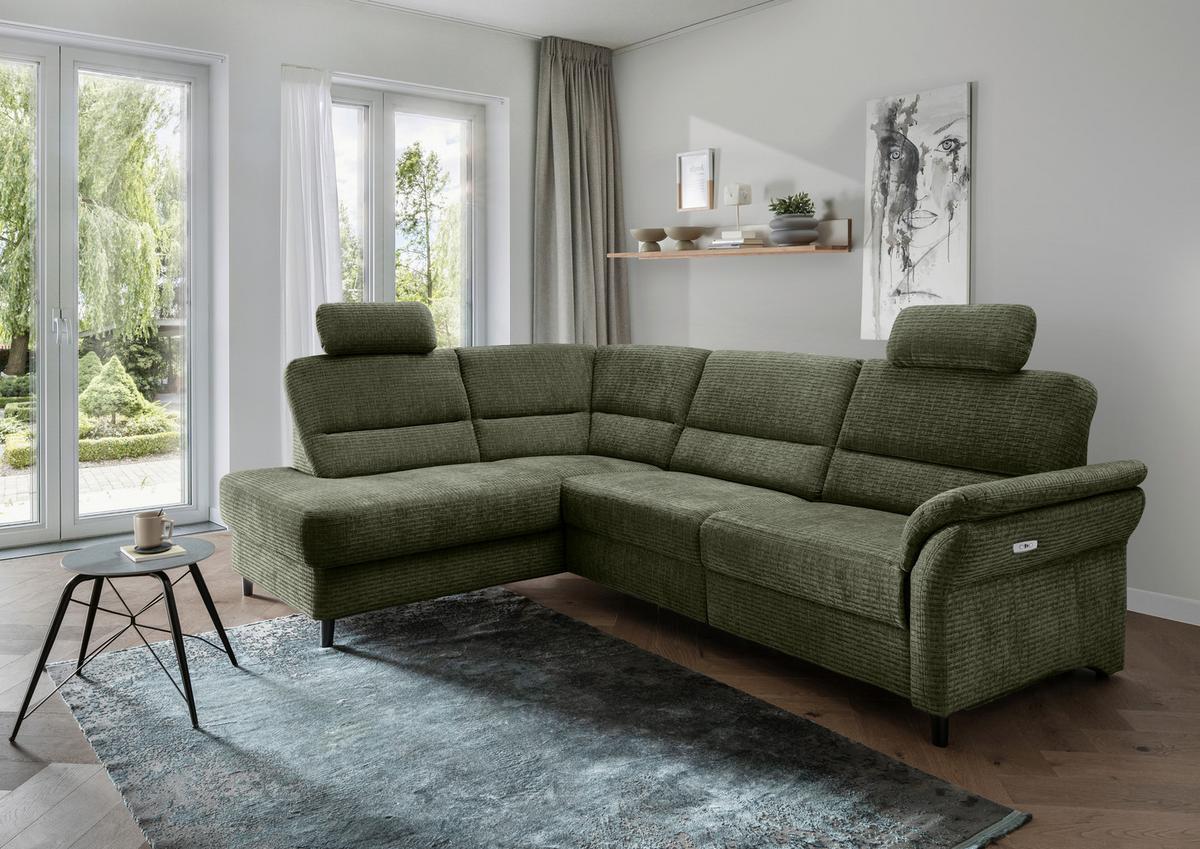 Ecksofa Cavoli Olivgrün Relaxfunktion S: 190x266 Cm - Schwarz/Olivgrün, MODERN, Textil (190/266cm) - Livetastic