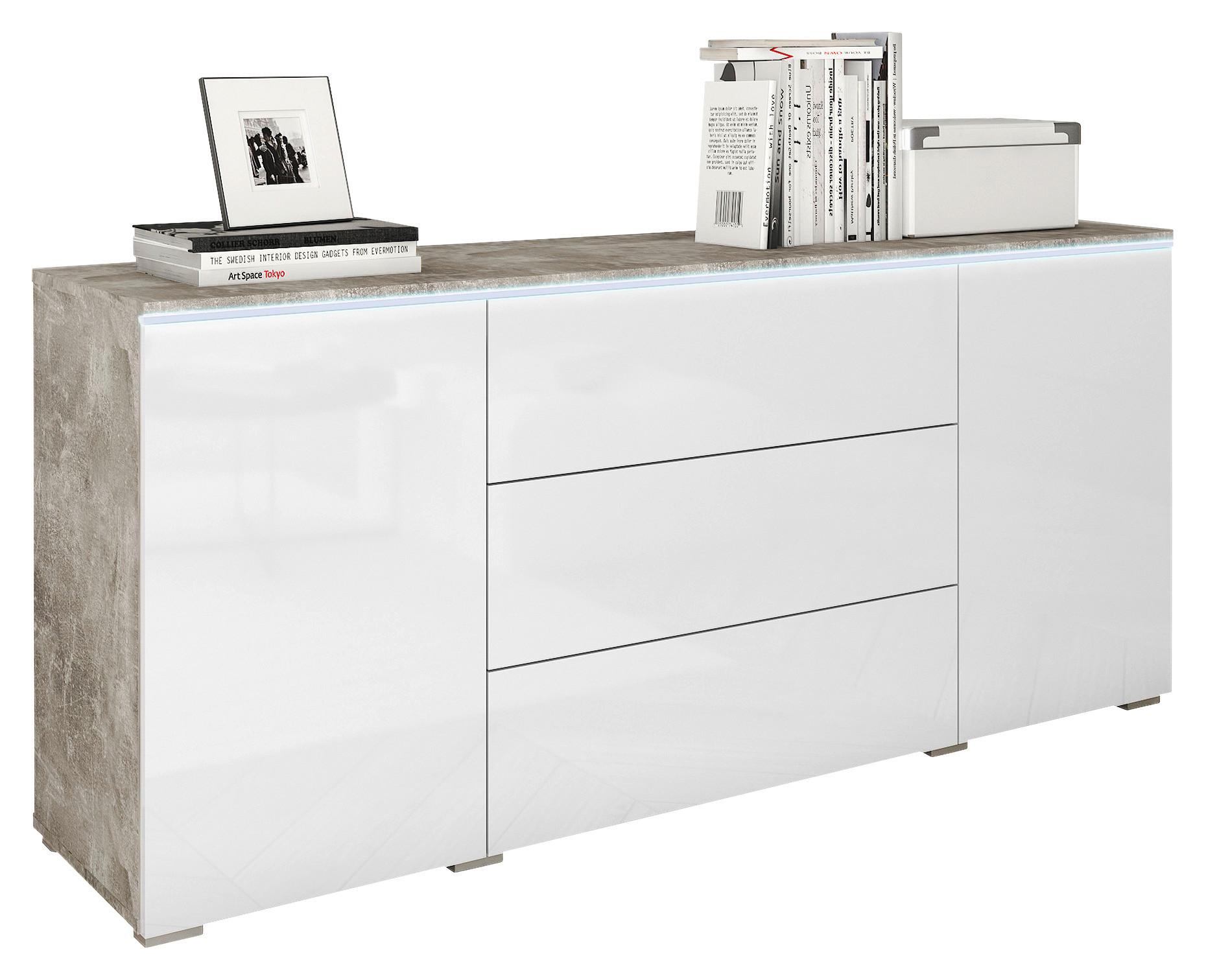 Sideboard 150cm mit Led Vera, Weiß