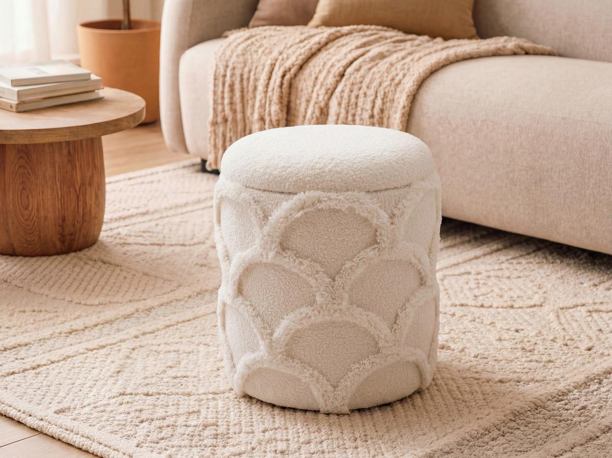 Taburet, š: 40 cm - krémová, Design, textil (40/45/40cm) - Livetastic
