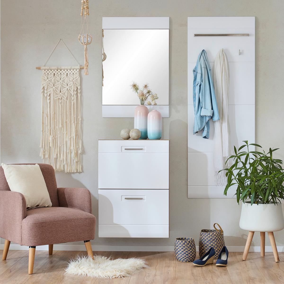 Garderobenschrank Auris Weiß/Eiche Dekor B: 52 cm - Eichefarben/Weiß, MODERN (52/164/37,1cm) - Luca Bessoni