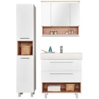 Badezimmer Mura Eiche Dekor/Weiß HG 4-Teilig - Weiß Hochglanz/Eiche Artisan, MODERN, Keramik/Holzwerkstoff (115/173,5/46,5cm)