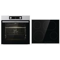 Einbau-Herd-Set B: 59,5 cm Elektro-Glaskeramik - Edelstahlfarben/Schwarz, Basics, Glas/Metall (59,5/59,5/56,4cm) - Gorenje