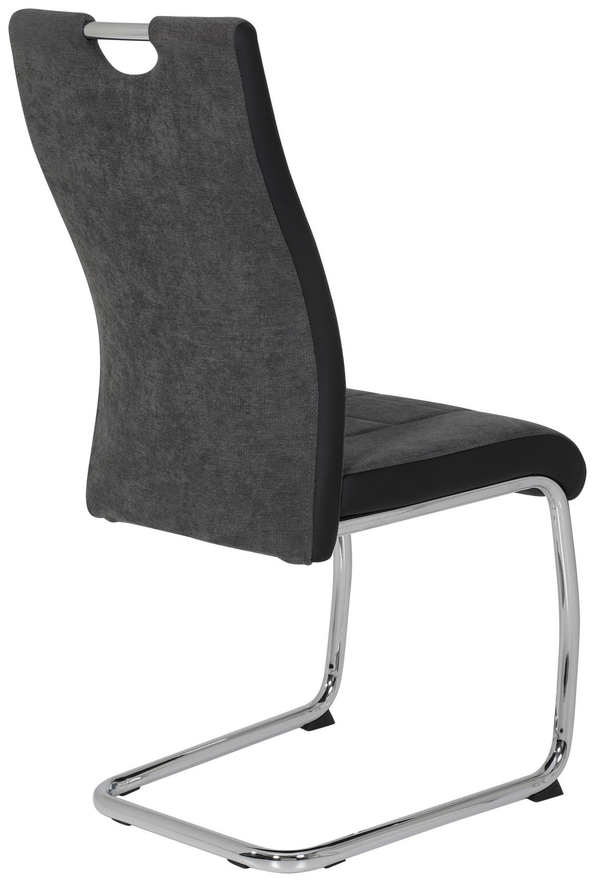 Essgruppe Alina G 5--Teilig. Hellbraun/anthrazit - Chromfarben/Hellbraun, MODERN, Holzwerkstoff/Textil (120-160/80/76cm) - MID.YOU