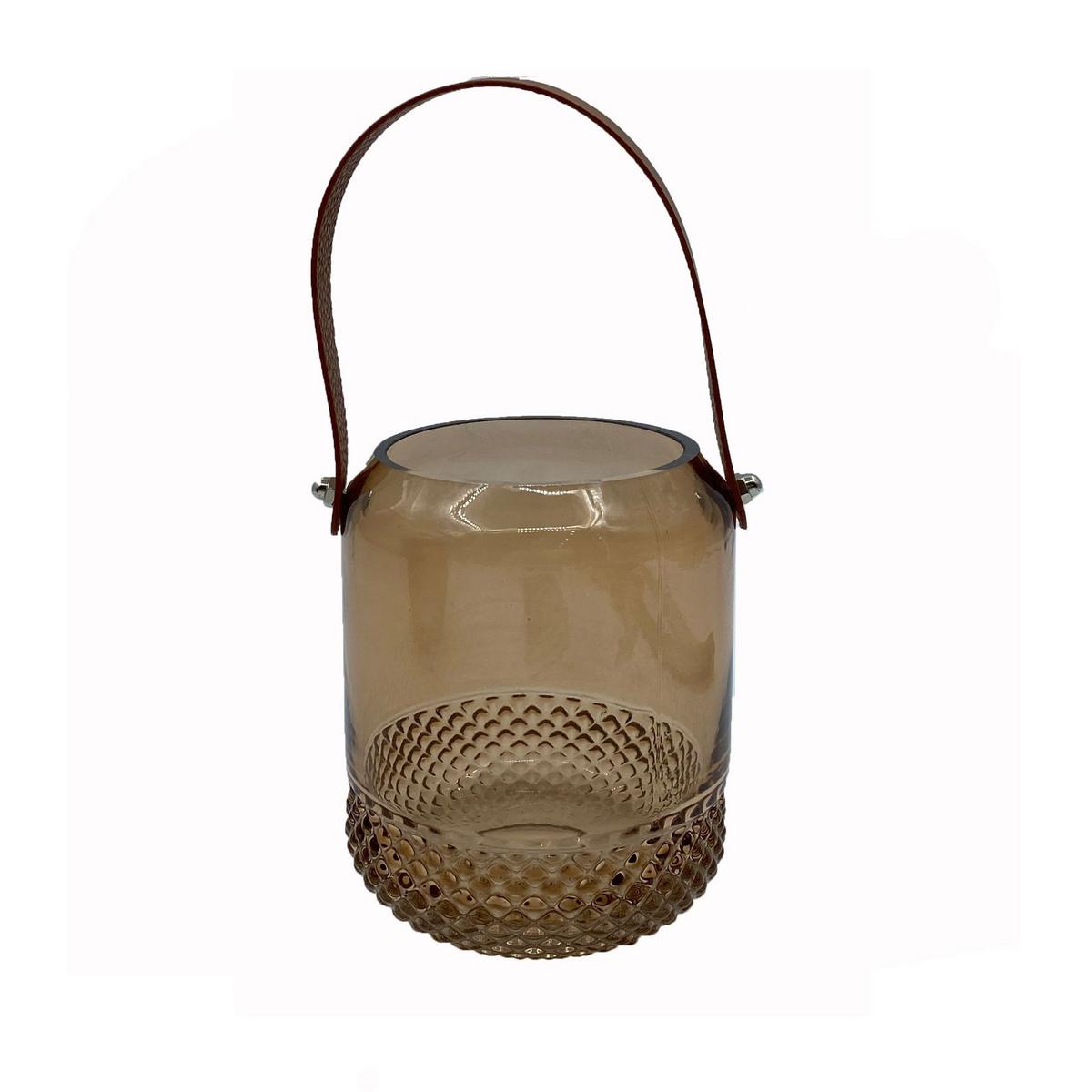 Kerzenhalter Helena - Braun, KONVENTIONELL, Glas/Kunststoff (11/13,5cm) - Luca Bessoni