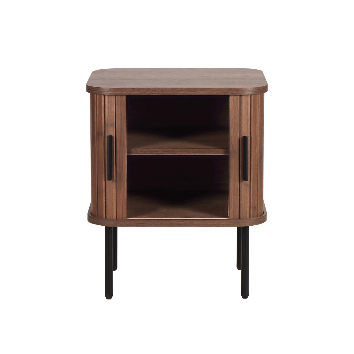 Nachttisch Walnuss/schwarz B: 45 Cm - Walnussfarben/Schwarz, Design, Holzwerkstoff/Metall (45/55/40cm) - Livetastic