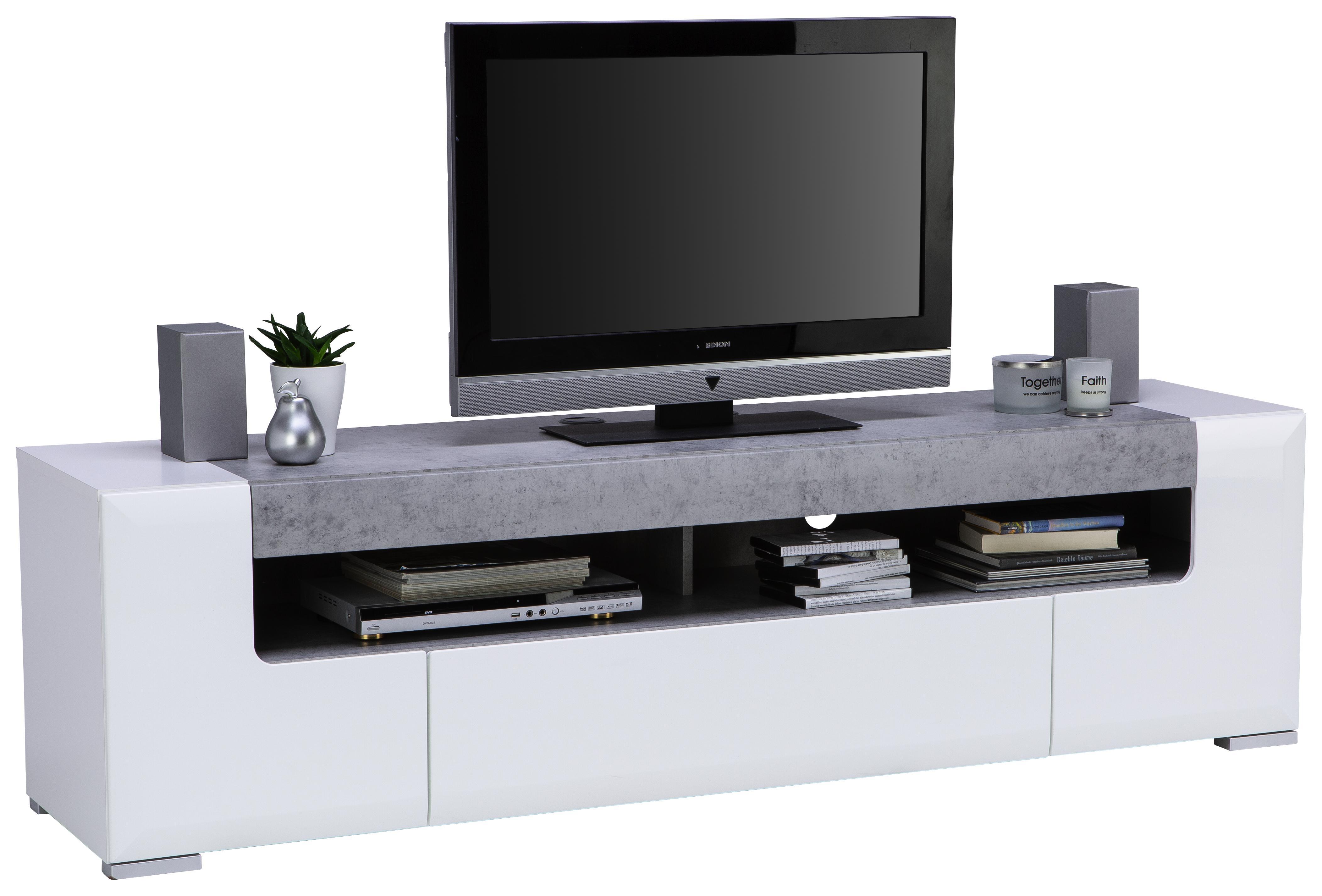 Tv - Elem Toronto - Világosszürke/Fehér, modern, Faalapú anyag (190/53/45,2cm) - Ombra