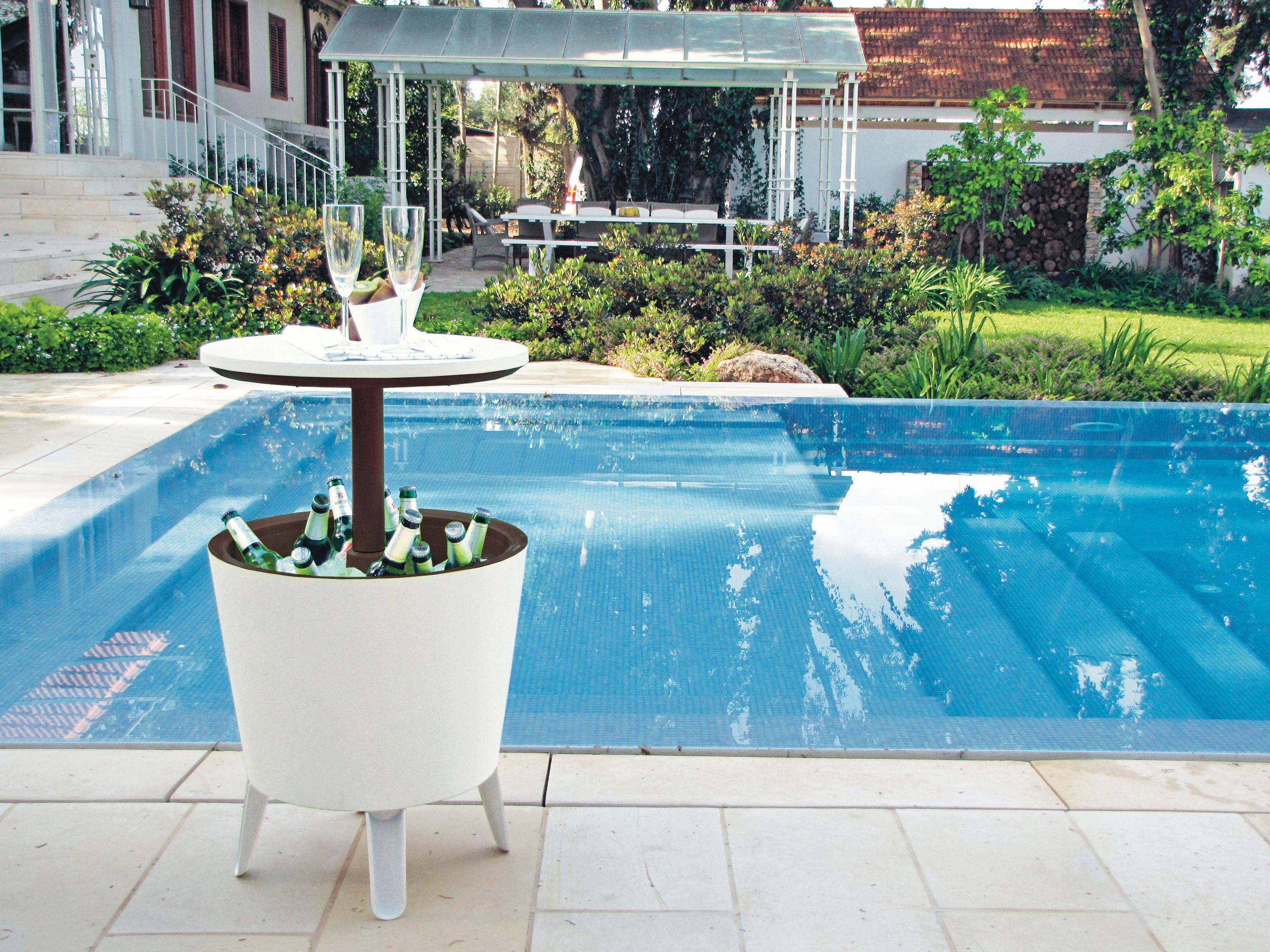 ZAHRADNÍ BAROVÝ STŮL COOL BAR - tmavě hnědá/krémová, Konvenční, plast (49,5/49,5/57-84,5cm) - Mömax