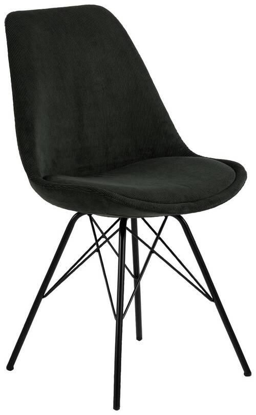 Jedálenská stolička ERIS tmavá zelená kord - čierna/tmavozelená, Konventionell, kov/textil (48,5/85,5/54cm) - MID.YOU
